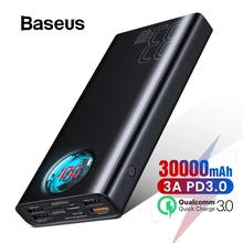 Baseus 30000mAh power Bank USB C PD 3,0 Быстрая зарядка+ быстрая зарядка 3,0 Портативный внешний аккумулятор для ноутбука samsung power bank
