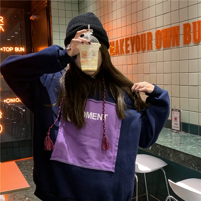 

Fleece Hoodie Women's Spring 2021 New Casual Loose Drawstring Letter Printing Long Sleeve Shirt