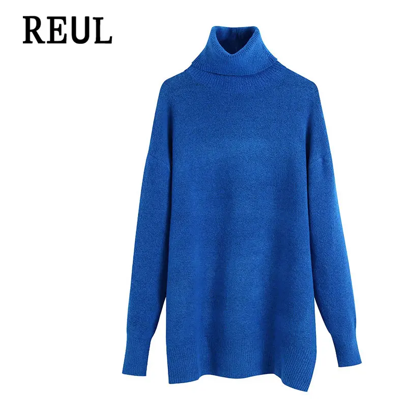 

Женский свитер с длинным рукавом Za, винтажный толстый вязаный пуловер оверсайз с высоким воротником, осень 2021