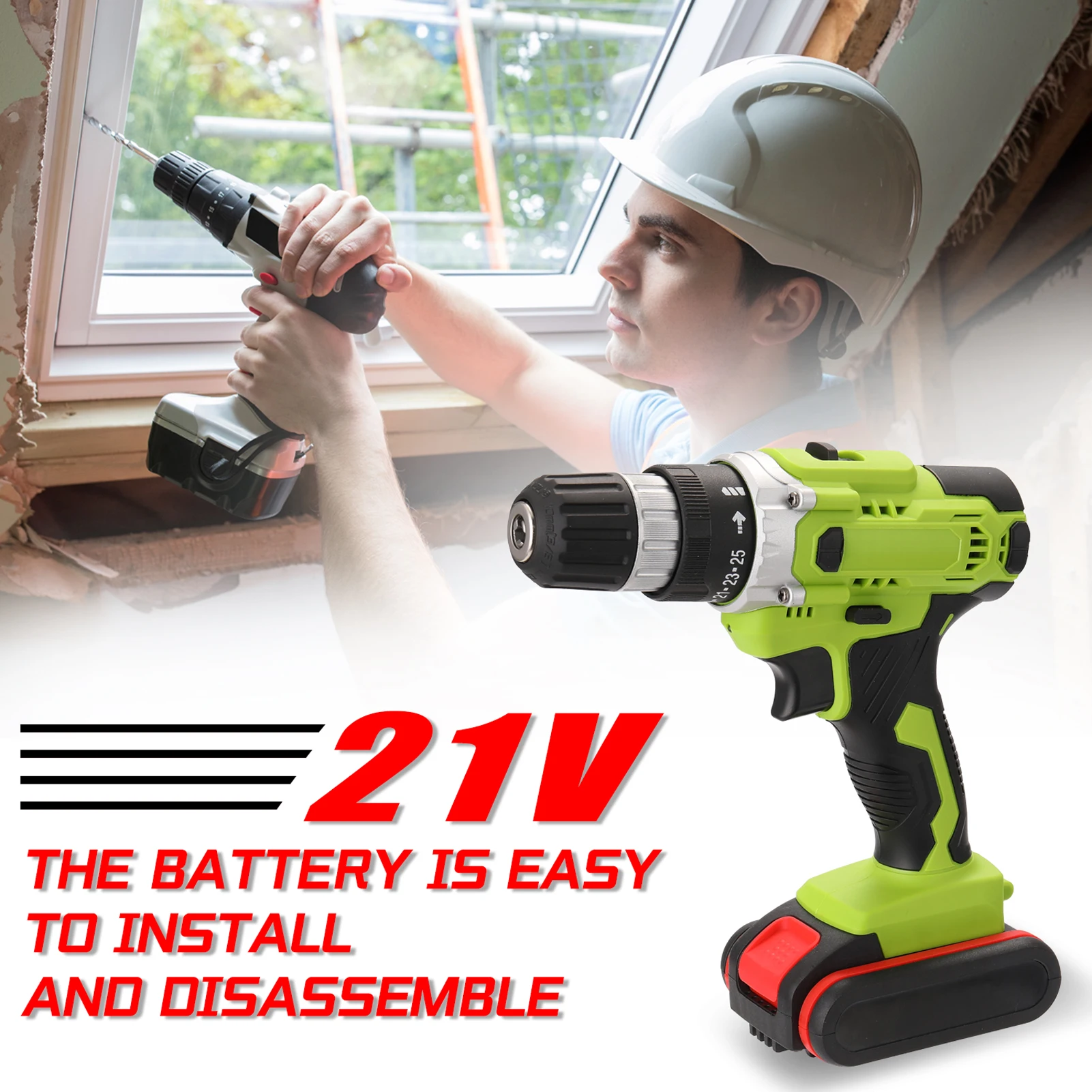 

21V Electric Cordless Drill Electric Screwdriver Lithium Battery Wireless Rechargeable Hand Drills Home DIY Electric Power Tools