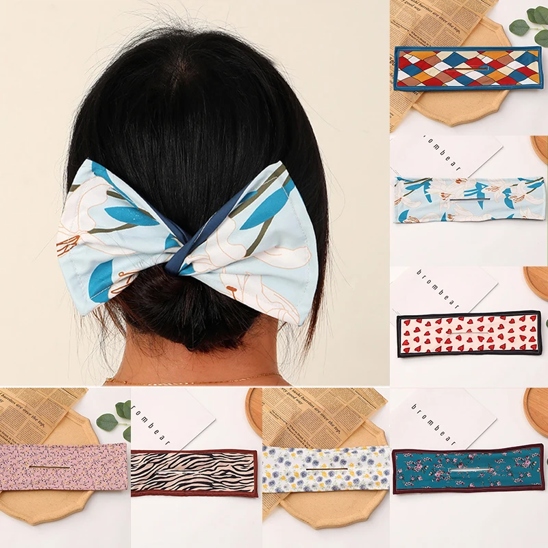 

Deft Bun Hair Bands Women Summer Knotted Print Wire Headband French Twist Hairstyle Donut Bun Former Maker Hair Bands