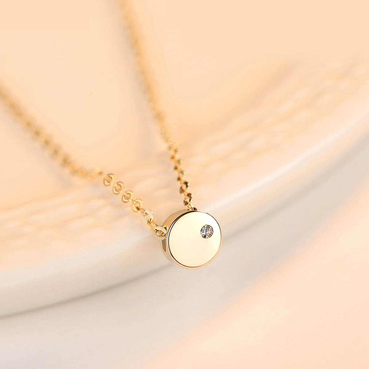 

PAG&MAG Real 14K Gold 585 Solid Minimalist Round Pendant For Women Necklace Yellow Gold Fashion Jewelry Anniversary Gift N14930