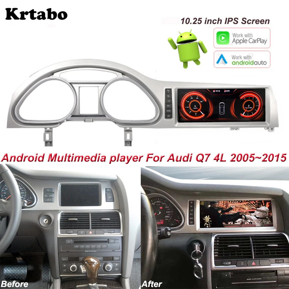 

Мультимедийный плеер на Android для Audi Q7 4L 2005-2015, автомобильное радио, навигация, 10,25 дюймовый IPS экран, Apple Carplay, видеоплеер