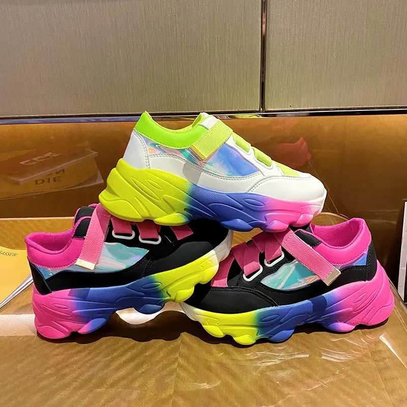 

Hjwsfdcai Winter Women Color Mixing Thick-Soled Casual Shoes Hook&Loop Round Toe Ladies Comfortable Sneakers Street Mujer Boots