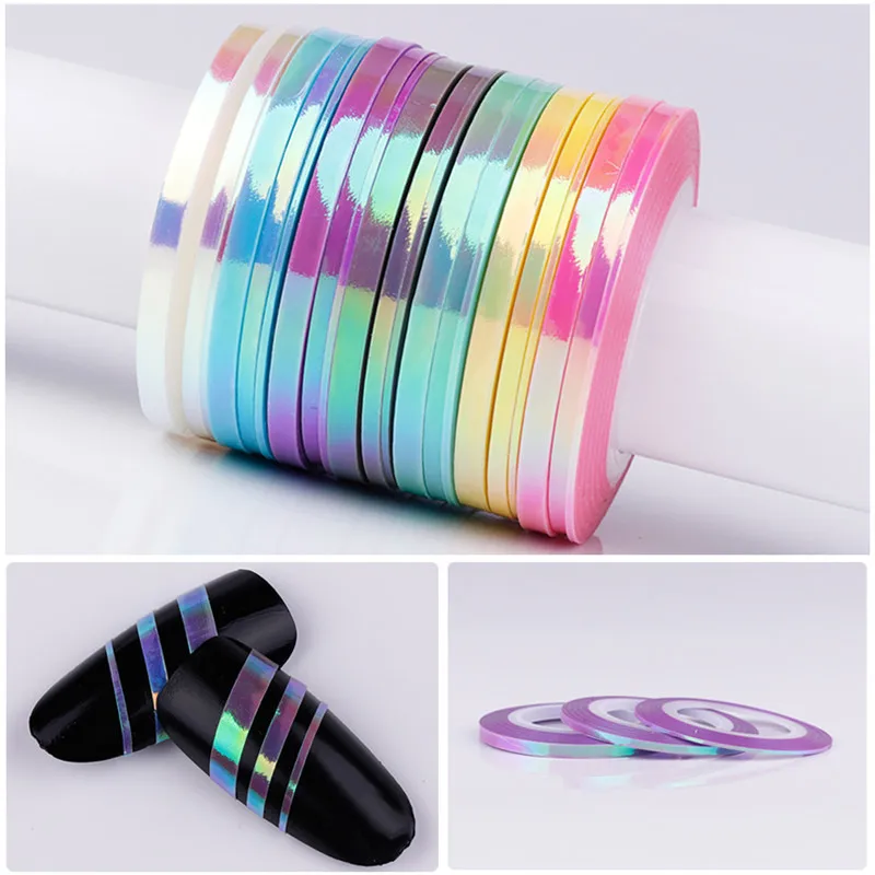 1 мм самодельная наклейка для ногтей фольга полосатая лента строка яркие цветные