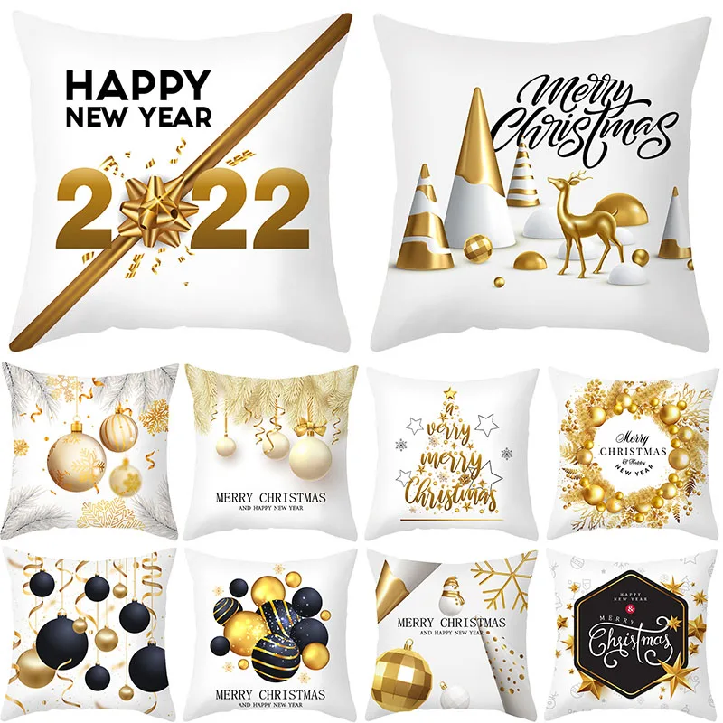 

Christmas Cushion Cover Santa Claus Merry Christmas Decoration For Home Navidad 2021 Xmas Gift Christmas Ornaments New Year 2022