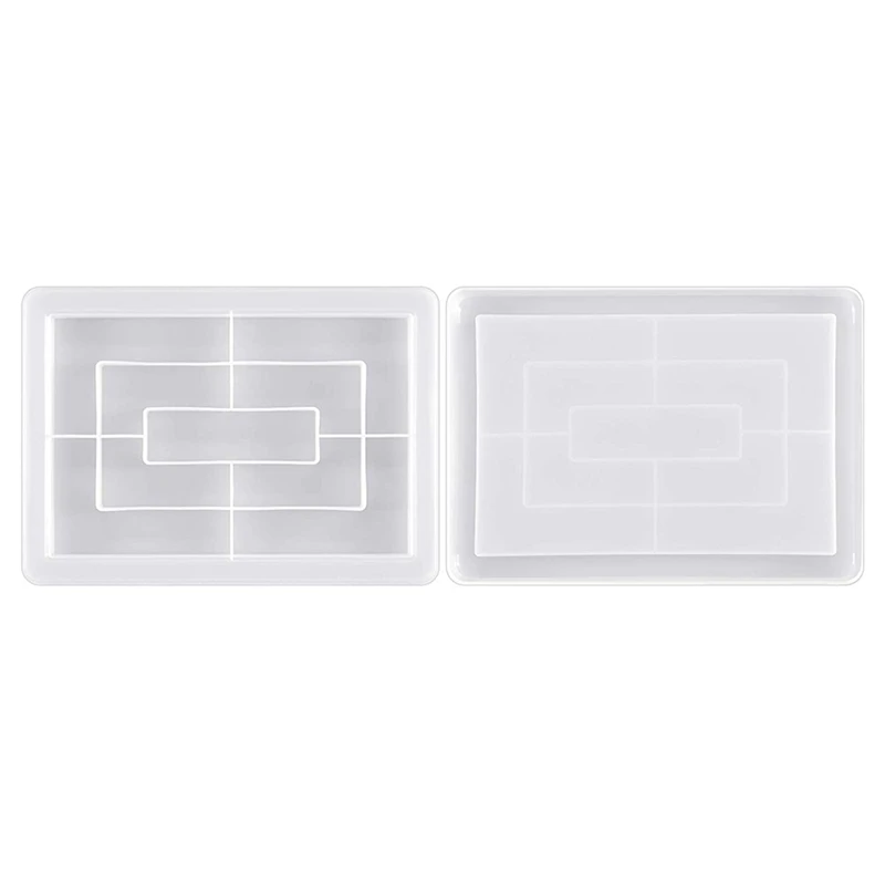 

New 2 Pieces Silicone Tray Molds Rectangle Rolling Tray Mold DIY Epoxy Resin Serving Tray Mold for Making Tray