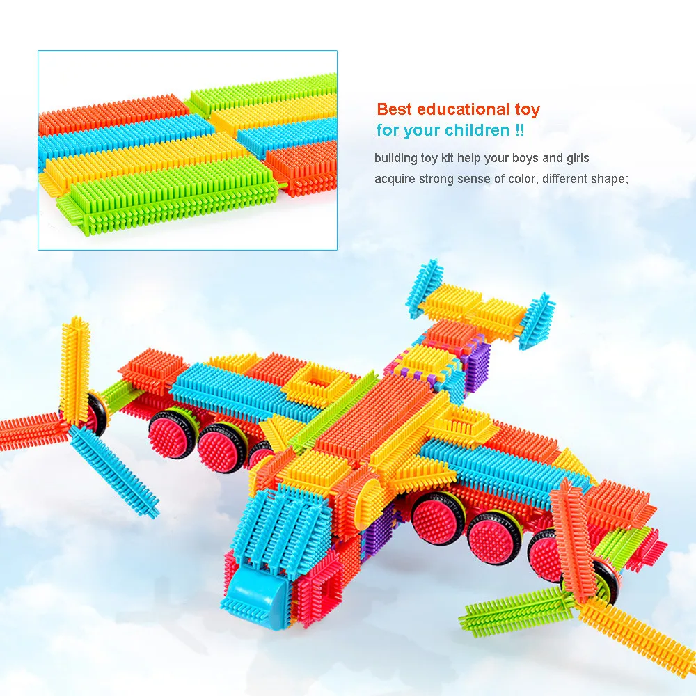

150pcs Bristle Shape 3D Building Blocks Tiles Construction Playboards Toys For Children Gifts Kids Early Educational brinquedos