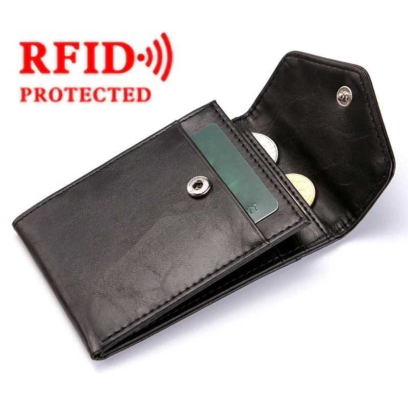 Модный кошелек с RFID-защитой для женщин и мужчин ультратонкий кожаный