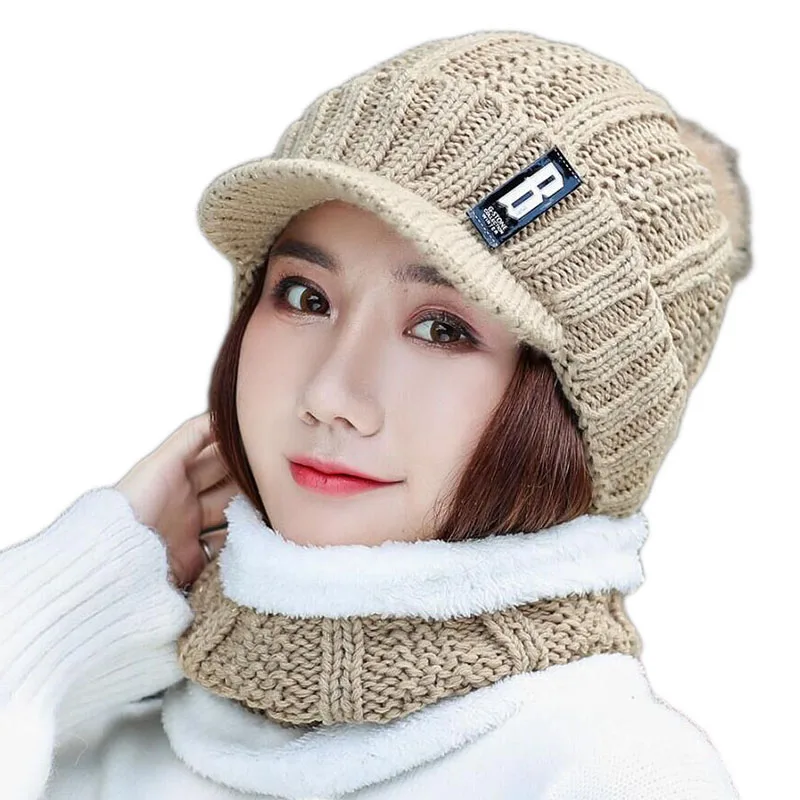 SUOGRY Новый козырек B буквы вязаная шапка женская брендовая Высококачественная