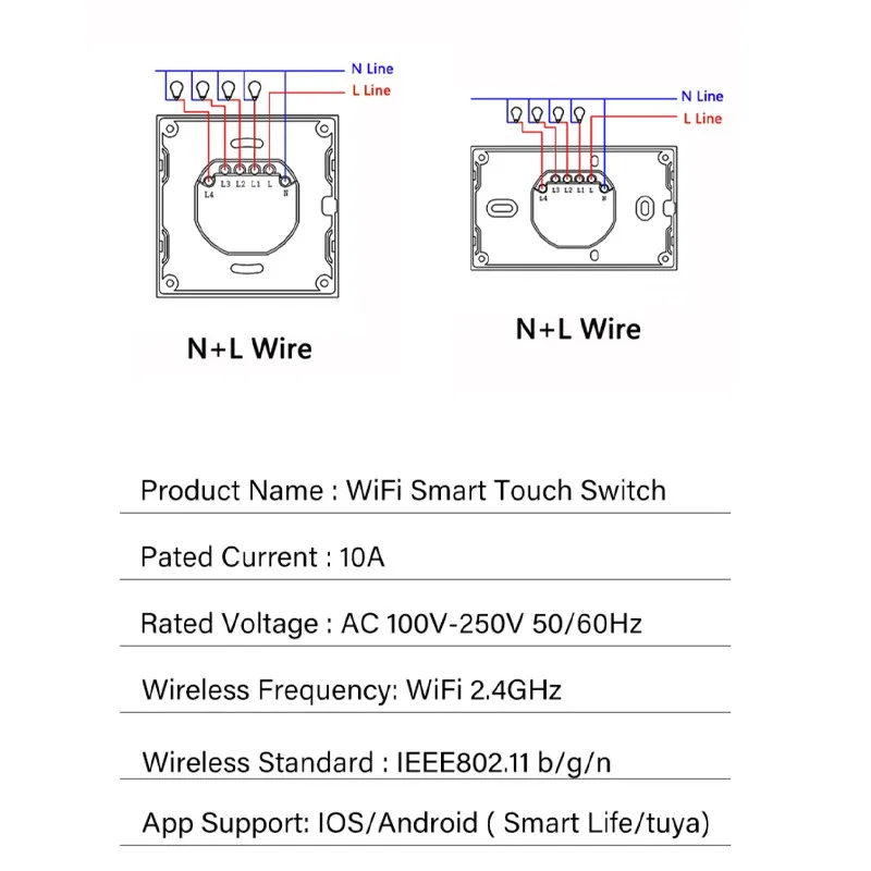Умный светильник ель света Tuya стеклянная панель с Wi-Fi 1/2/3/4 клавиши сенсорный