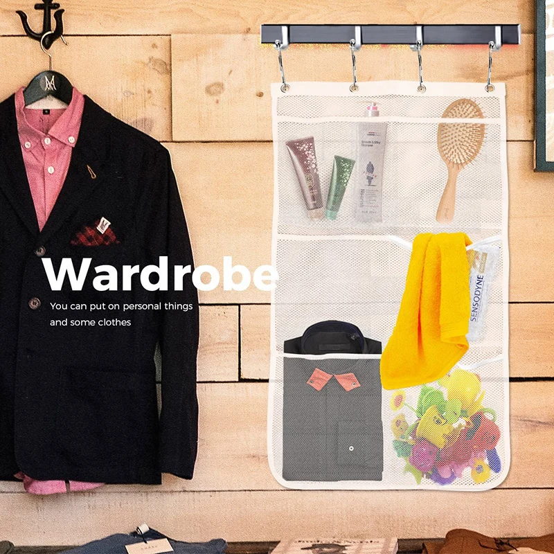 Простой сетчатый подвешивающий мешок на стену полиэстер сумка для хранения в