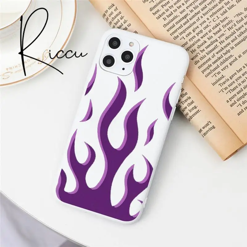 fashion flame pattern phone case for iphone 12 pro max mini 11 pro xs max 8 7 6 6s plus x 5s se 2020 xr candy white silicone free global shipping