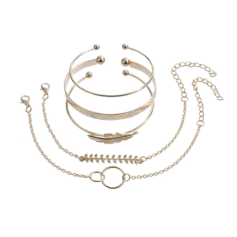 Набор открытых браслетов в богемном стиле для женщин золотистого цвета луна