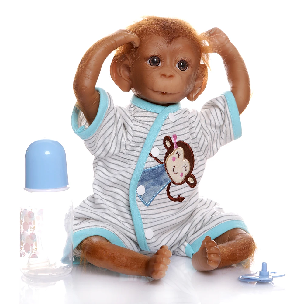 NPK новая очень детальная картина ручной работы 46 см reborn премиe baby Monkey orangutans