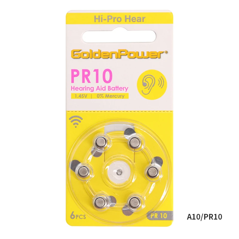 Аккумуляторы для слуховых аппаратов A10 6 шт. профессиональные аксессуары Размер 10