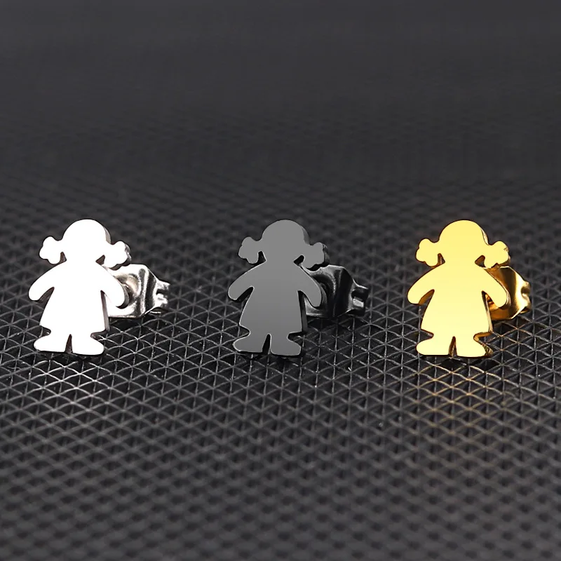 

Stainless Steel Stud Earrings Girls Doll Shaped Earings for Women Fashion Simple Style Ear Jewelry Valentines Day Gift for Girl