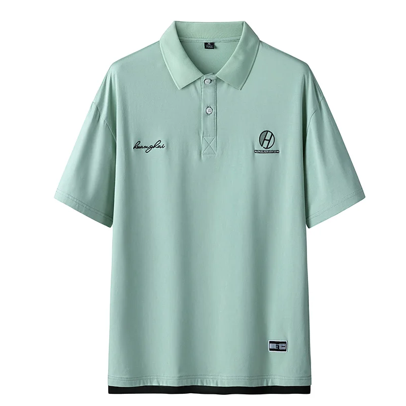 Мужская хлопковая рубашка-поло в стиле Харадзюку с короткими рукавами и