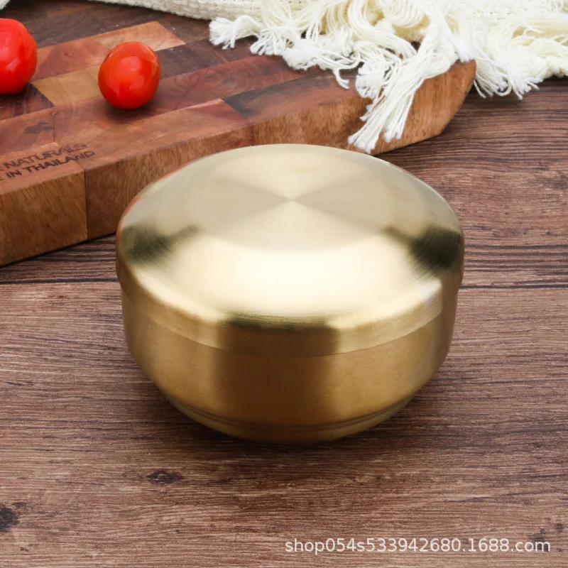 304 Корейская двойная миска для риса из нержавеющей стали с крышкой супа на пару