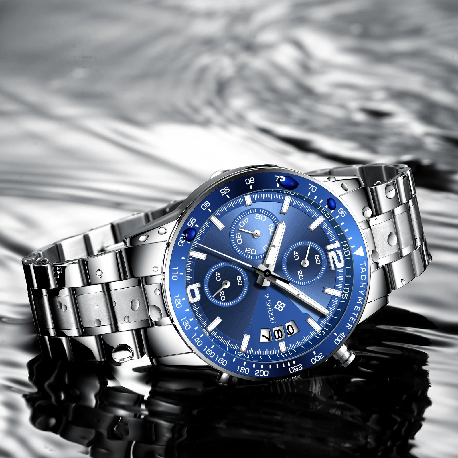 Часы WISHDOIT Мужские кварцевые спортивные Роскошные водонепроницаемые с