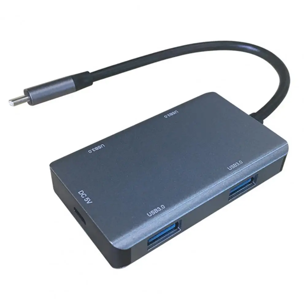 

Type-c 4 Ports USB3.0 Hub High Speed Splitter Cable Extension Adapter Converter Computer Office Supplies