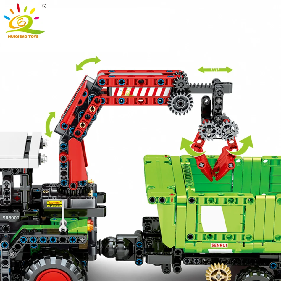 HUIQIBAO 1481 шт RC инженерный трактор грузовик высокотехнологичный строительный блок