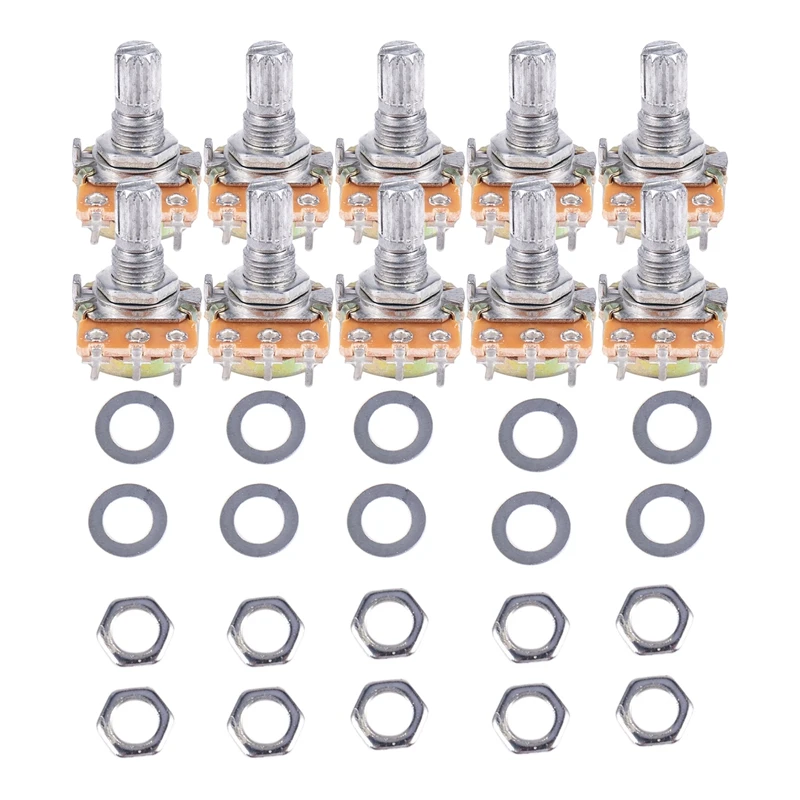 10 шт. 5K Ом 6 мм сплит рифленый вал одиночный линейный поворотный потенциометр |