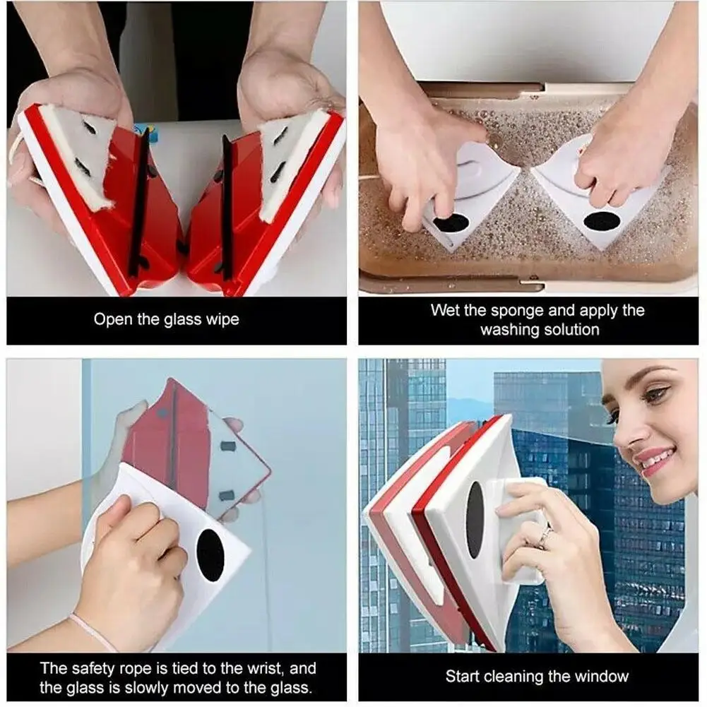 

Double Side Magnetic Glass Cleaner Wiper Brush Window Glass Wiper Window Cleaner Tools for Washing Magnets Household Cleani