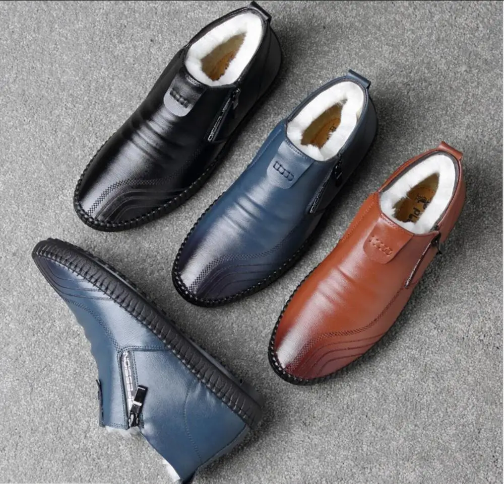 Мужские зимние ботинки челси из натуральной кожи сезон зима 2021 шерстяные