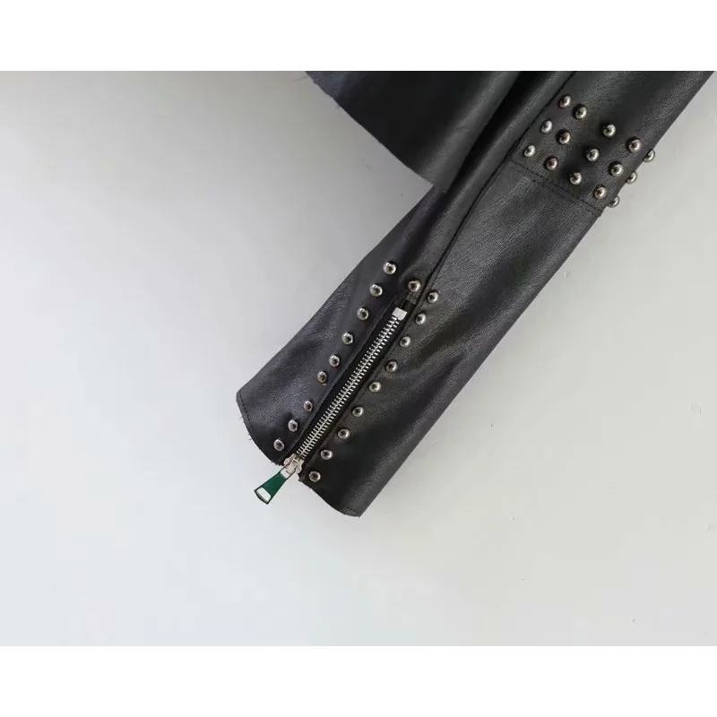 women autumn pu leather jacket 2019 fashion girls ladies embroidery rivet zipper elegant female winter cool biker jackets | Женская