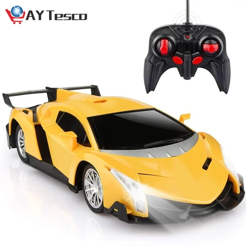 

Remote Control Car RC Car Xmas Gifts for Kids 1/24 Electric Sport Racing Hobby Toy Car Yellow Model Vehicle for Boys Girls