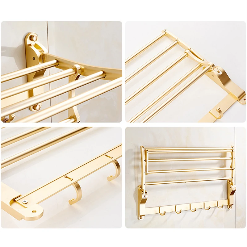 Держатель для полотенец в ванную комнату алюминиевая вешалка цвета розового