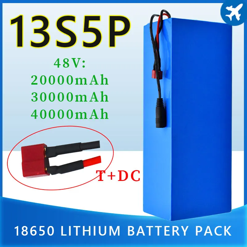 

2021 Новый литиевый аккумулятор 13S5P 48 в 40 Ач 18650 + зарядное устройство 54,6 в 2 а встроенный аккумулятор BMS 500-1000 Вт для электрического велосипеда