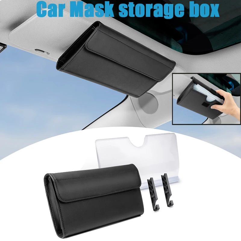 

Car Mask Storage Box Sun Visor Face Mask Seal Box Holder with Hook Accessory