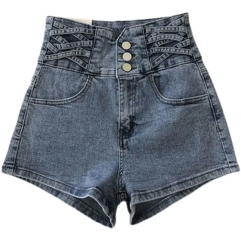 

shorts Women 2021 Summer Girls Female Slim Denim Shorts High Waist Wide Leg Personality Short Pants Feminino Stylish Hotpants