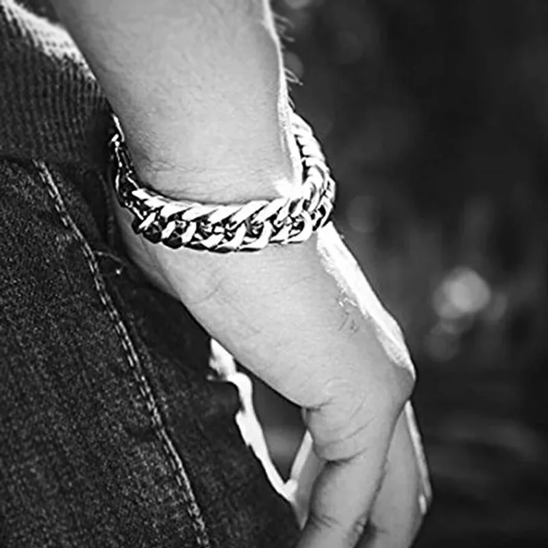 Мужской браслет с кубинскими звеньями DICAYLUN из нержавеющей стали в стиле хип хоп