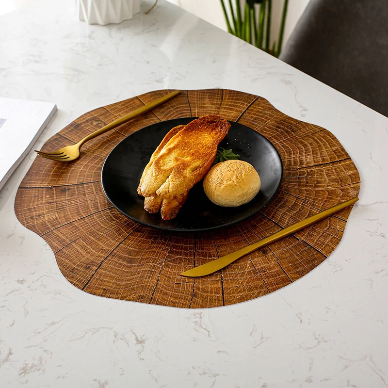 

PP Printed Wooden Oil Water Resistant Non-slip Kitchen Placemat Coaster Insulation Pad Dish Coffee Table Mat Home Decor 51067