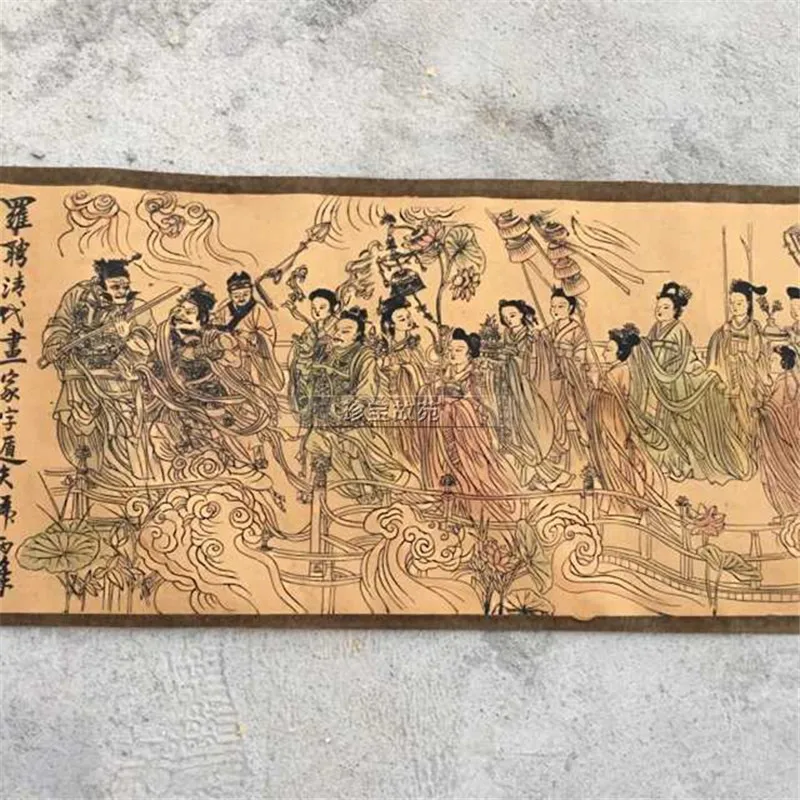 Древний длинный свиток китайская живопись фигурка украшение для гостиной чтобы