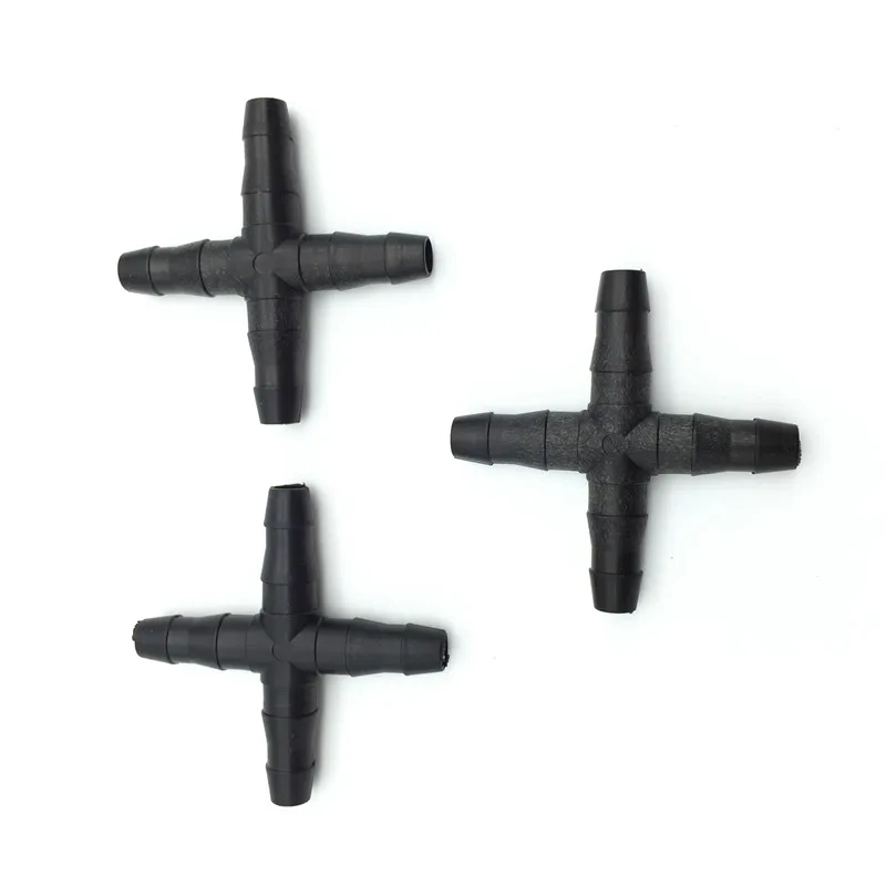 

20 Pcs Cross Straight For 4/7 Mm Hose 1/4 'barb Barbed Connector Threaded Garden Greenhouse Micro Irrigation Pipe Accessories