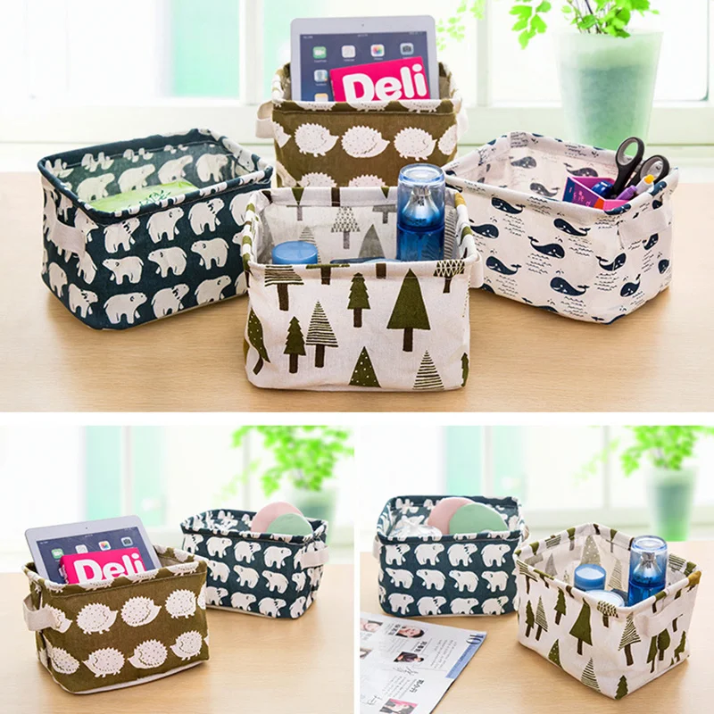 Фирменная корзина для хранения Милая льняная настольная коробка держатель