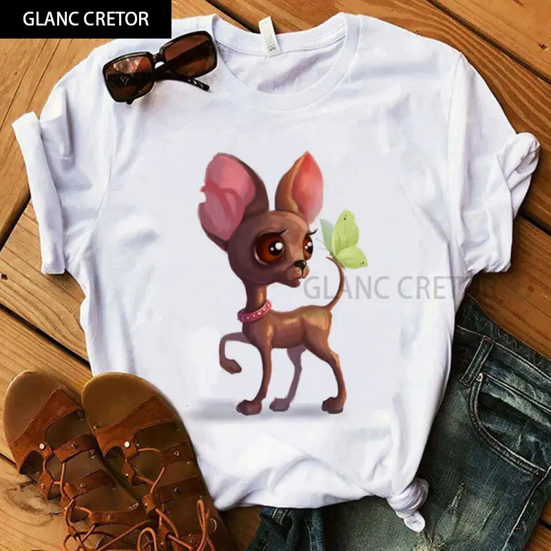 

Harajuku Casual Female Shirts funny dog design girl t-shirt New Graphic Tshirts Women Cute Doggy T Shirt