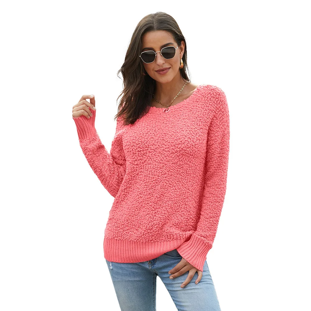 LOUIS JASON Sweater Dress Women Wool Round Neck Knitted Long Sleeve Sexy Off Shoulder Loose Plush Women's New Top | Женская одежда
