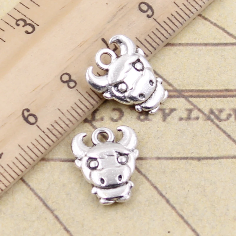 

20pcs Charms cow bull ox 12x15mm Tibetan Silver Color Pendants Antique Jewelry Making DIY Handmade Craft