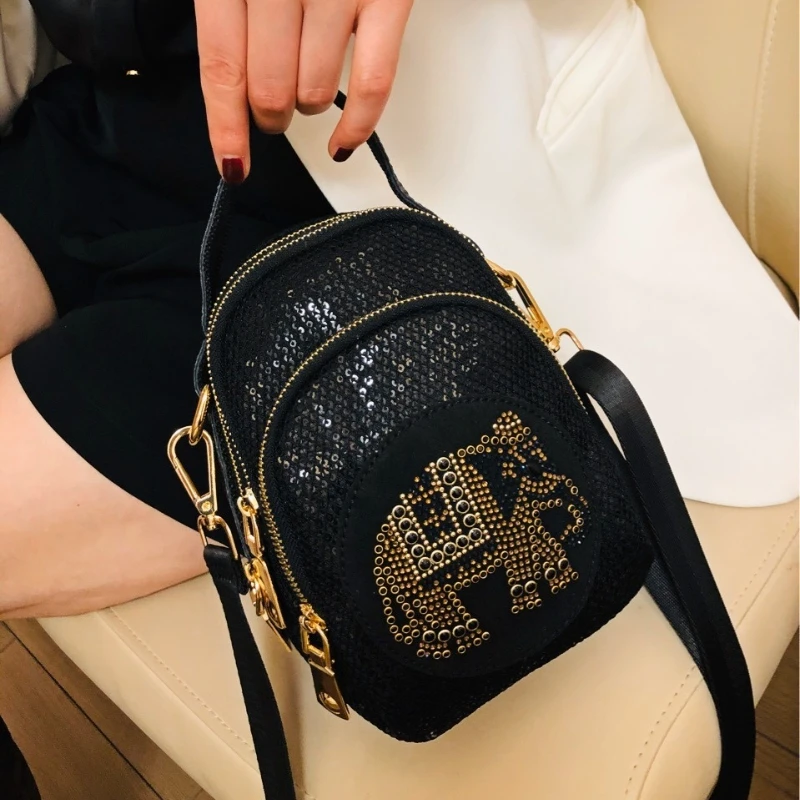 

Luxury Designer Leather Mini Bag for Women Shoulder Bags Crossbody Purses Small Handbag Tote Sequines Animal Prints Sac