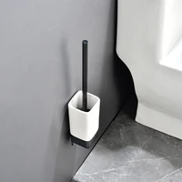 bathroom toilet brush holders black aluminum toilet brush wall mounted 3m tape free punch for bathroom storage and cleaner