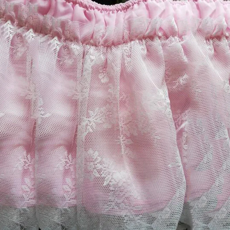 Pink Кружевная юбка для кровати, эластичное покрывало для кровати, покрывало, без поверхности, с рюшами, юбка для кровати, украшенная цветами, юбка для кровати, для свадебного торжества, с подсветкой - Цвет: Pink