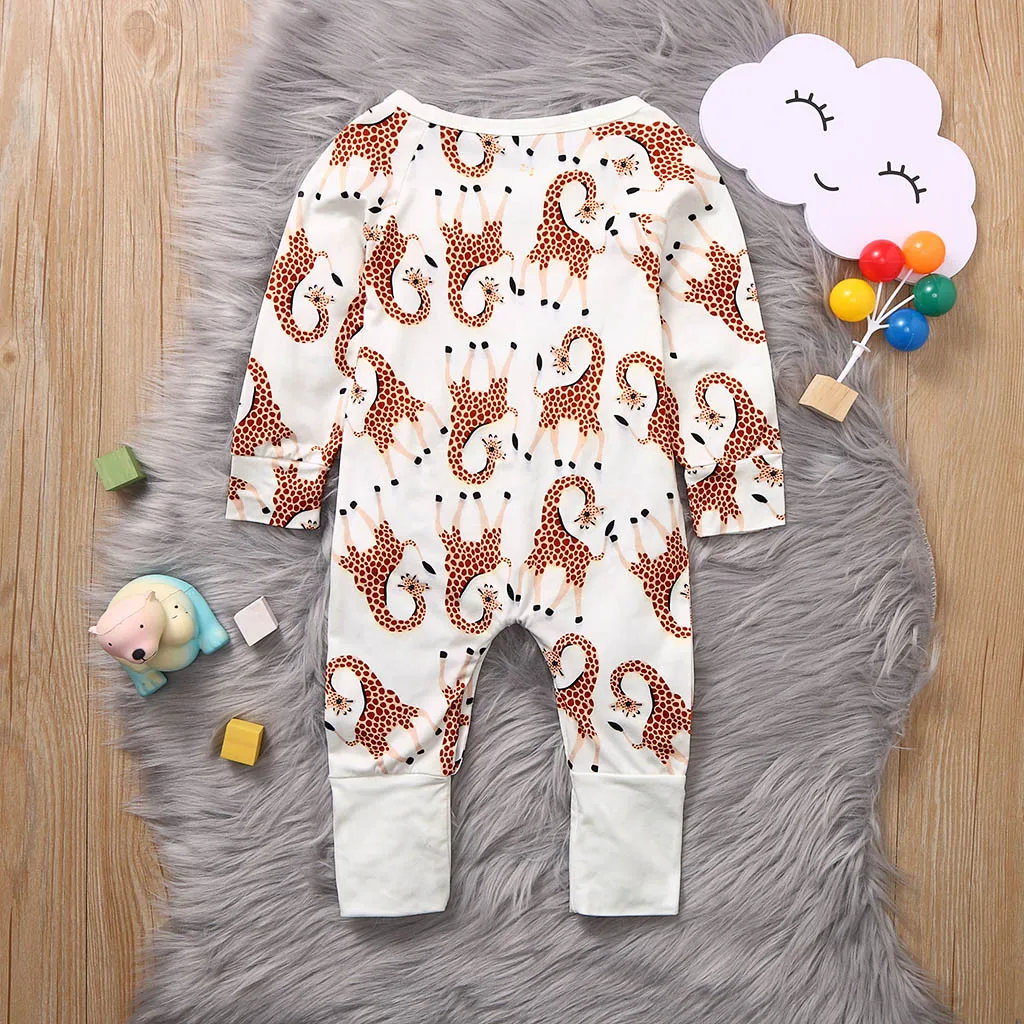 Органический Мягкий комбинезон с животными для новорожденных младенцев девочек