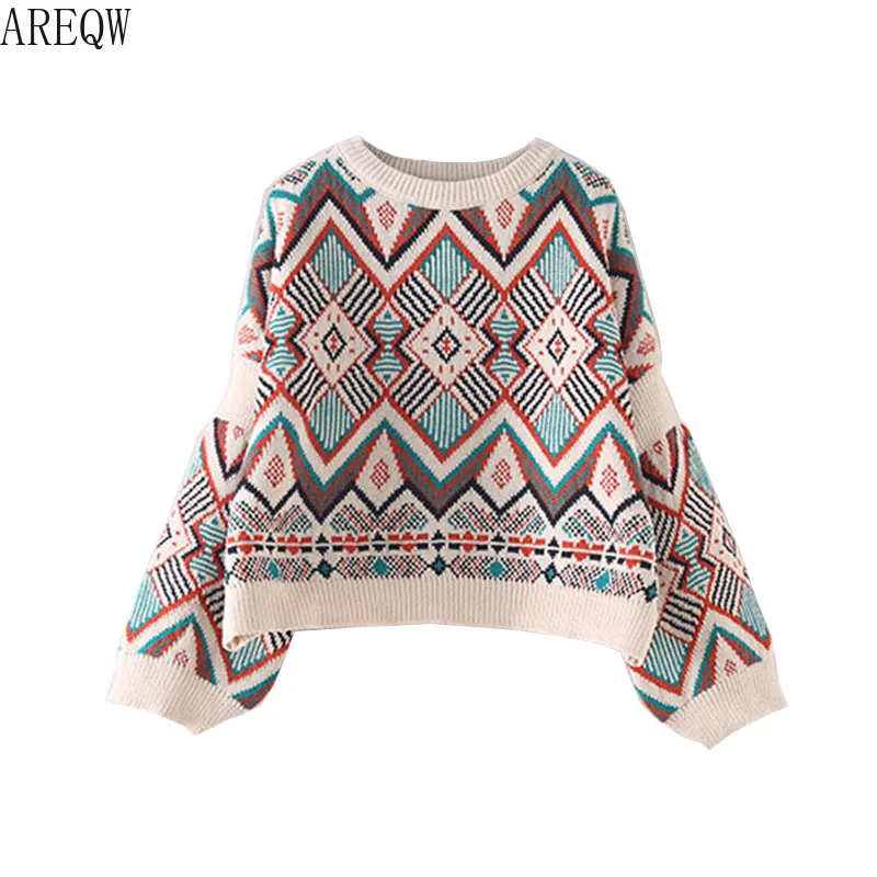 Короткий пуловер свитер женский 2019 Весна Осень Новый корейский стиль свободный