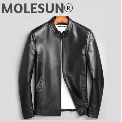 

Модная приталенная кожаная куртка для мужчин, весеннее пальто из натуральной овечьей шкуры, уличная одежда, мужские короткие куртки с ворот...