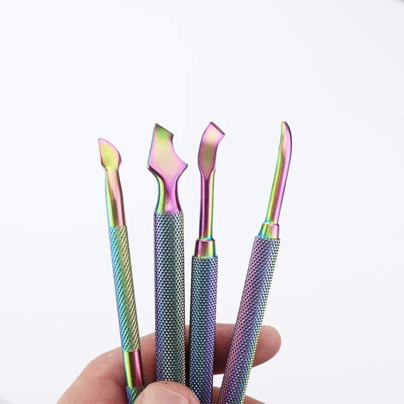 

4PCS/Set Stainless Steel Nail Cuticle Pusher Dead Skin Nail Polish Remover Trimmer Nails Art File Manicure Pedicure Clean Tools